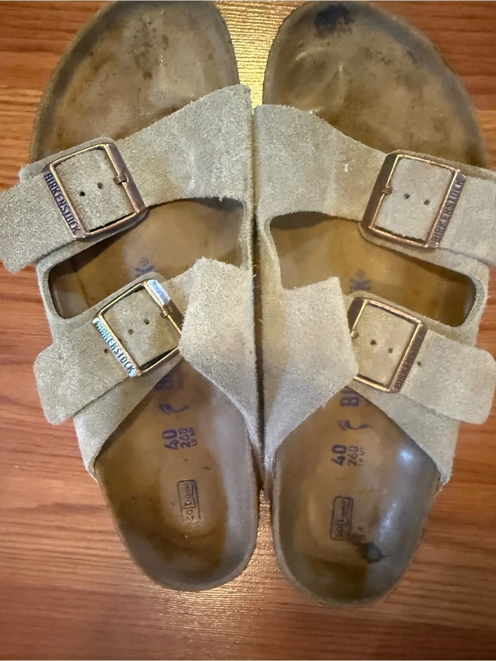Birkenstock Two-Strap Suede Sandals - Beige